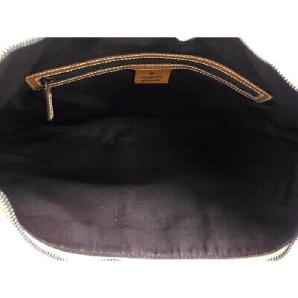Gucci GG Brown Leather Canvas Bag Shoulder - Picture 5 of 6